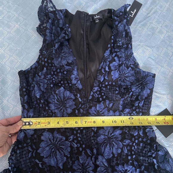 NWT Lulus Molinetto Navy Blue Lace Ruffled Tiered Sleeveless Maxi Dress - Picture 10 of 10